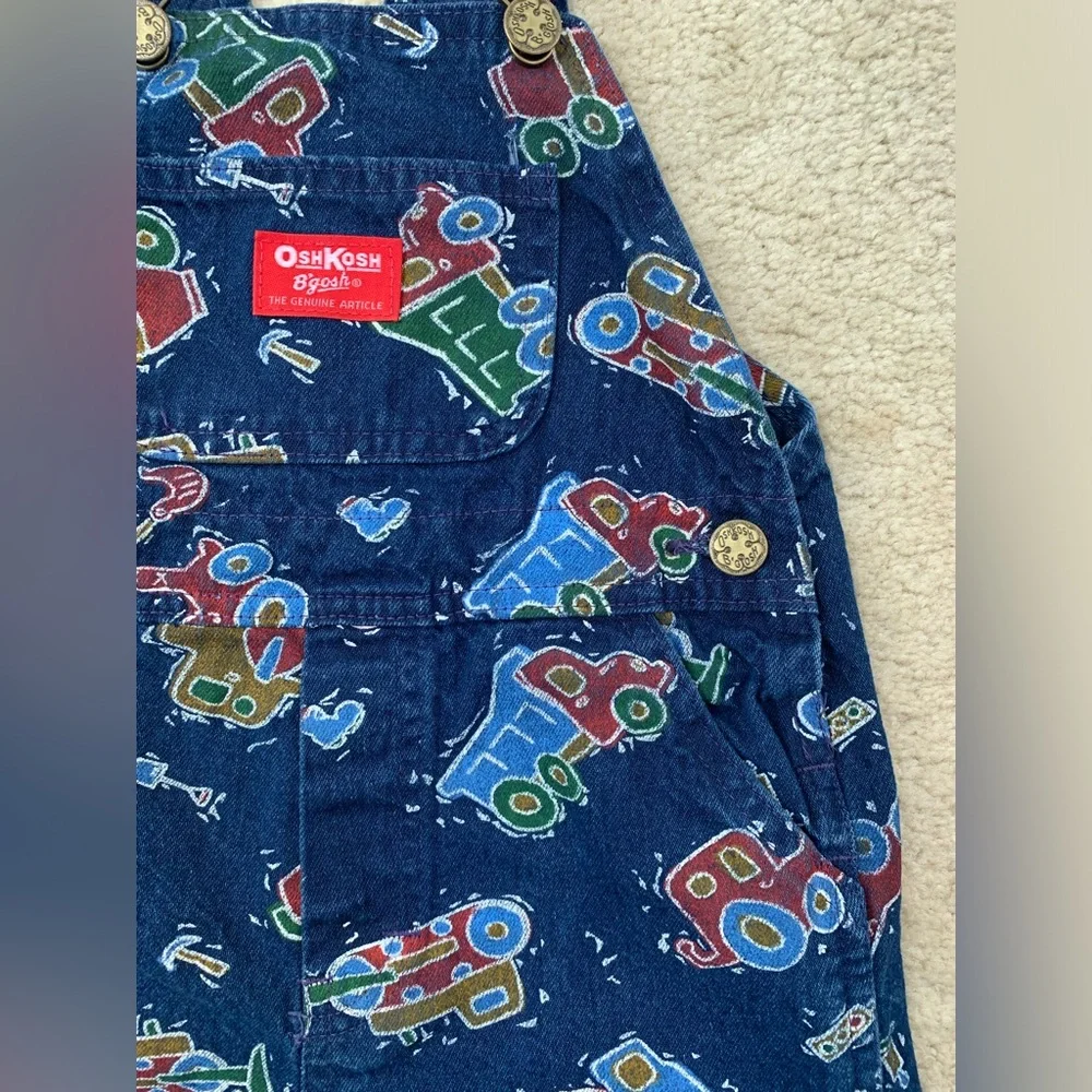 Vintage Oshkosh Size 3T Construction Denim Shorts Overalls - Picture 7 of 12